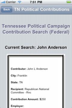 Tennessee Political Campaign Contribution Search (Federal)