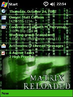 The Matrix Reloaded Theme for Pocket PC