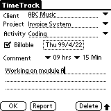TimeTrack for Palm OS