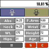 US Army Body Fat Calculator for Palm OS