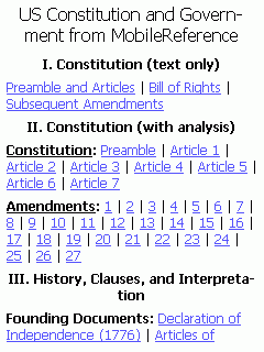US Constitution and Government Quick Study Guide (Palm OS)