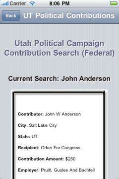 Utah Political Campaign Contribution Search (Federal)