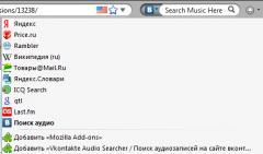 Vkontakte Audio Searcher - Firefox Addon