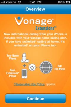 Vonage Extensions for iPhone