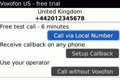 Voxofon Call Abroad (BlackBerry)