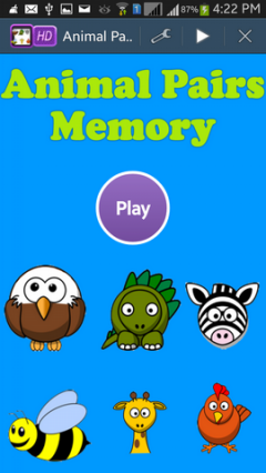 Animal Pairs Memory Game