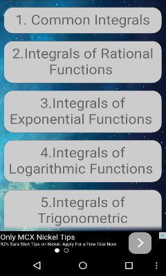 Basic Integration Formulae