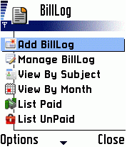 Bill Log for Symbian