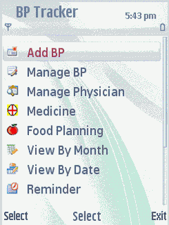 Infodev BP Tracker Pro for Symbian