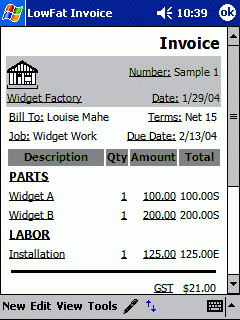 Mobile Invoice - Canadian Version
