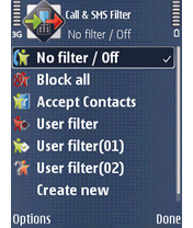 Call and SMS Filter for S60