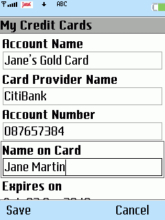 My CreditCards for Symbian