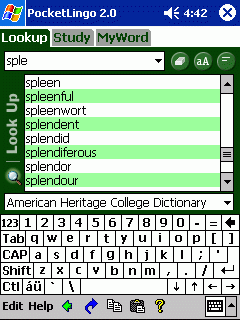 PocketLingo College Dictionary & Thesaurus (American Heritage College Dict.&Roget's Thes.) Pocket PC