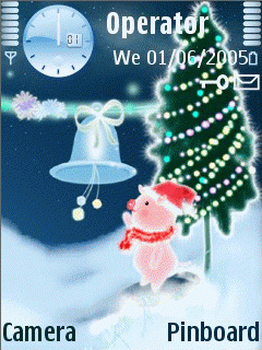 So cute!pig''s christmas tree and bell,theme ui for nokia e50/n71/73