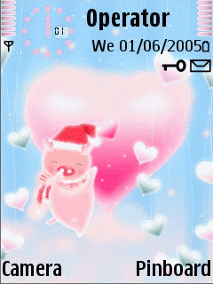 Little Pig in loving with christmas,funny! theme ui for nokia 3250/3250/5500/n71/80/91