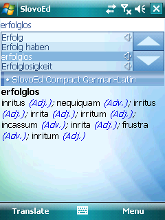 SlovoEd Compact German-Latin & Latin-German dictionary for Windows Mobile