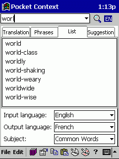 Pocket Context Pro, English - French, Pocket PC(ARM), Pocket PC 2002/2003