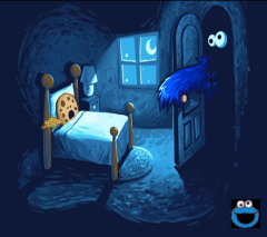 Cookie Monster scared cookie