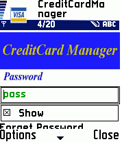 CreditCard Manager for Symbian