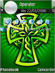 Green Shine Peaceful Cross Theme + Screen Saver Flash Lite