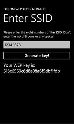 Eircom WEP Key Generator