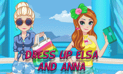 Dress up Elsa and Anna for pool