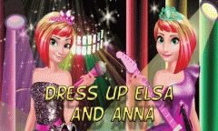 Dress up Elsa and Anna in rockn royals