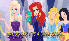Dress up Elsa and Ariel at the disco