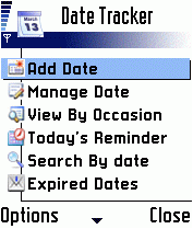 Date Tracker for Symbian