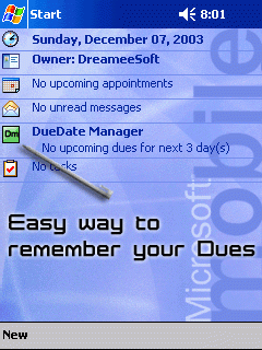 DueDate Manager for PPC 2002 (New Version)