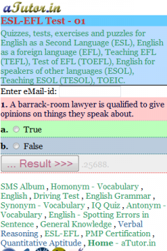 EFL Quiz