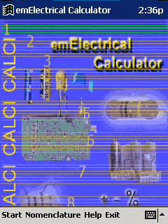emElectrical Calculator for Pocket PC 2002/ 2003