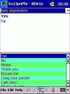 Talking English-Japanese Dictionary Phrase Book for Pocket PC
