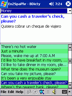 Talking English-Spanish Dictionary Phrase Book for Pocket PC