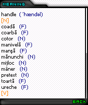 Handle Dictionary English-Romanian