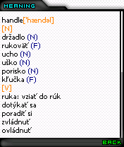 Handle Dictionary English-Slovak