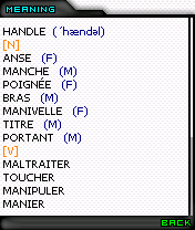 Handle Dictionary English-French