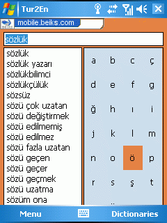 Turkish-English-Turkish Dictionary for Windows Smartphone