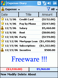 Expense Diary WM5 (Freeware)
