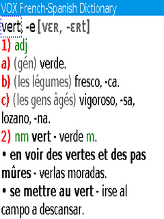 VOX French-Spanish & Spanish-French dictionary for BlackBerry