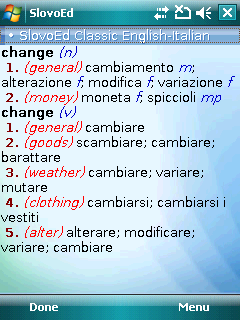 Talking SlovoEd Classic English-Italian & Italian-English dictionary for Windows Mobile
