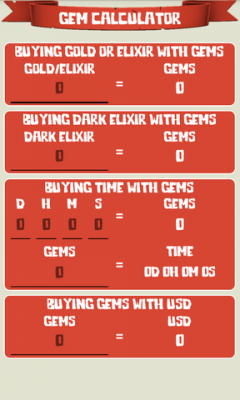 Gem Calculator for Clash of Clans