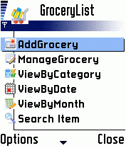 Grocery List for Symbian