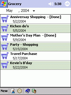 Grocery List for PPC 2003