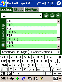 PocketLingo Abbreviations Dictionary (American Heritage Abbreviations Dictionary) for Pocket PC
