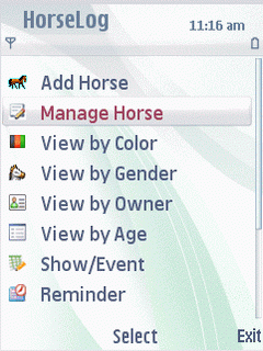 Horse Log for Symbian