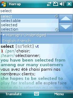 Talking Harrap's Unabridged English-French and French-English dictionary for Windows Mobile