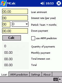 Loan Calculator for Pocket PC 2003