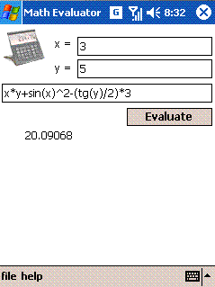 eGlass Math expression evaluator (scientific calculator)
