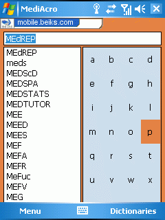 BEIKS Medical Abbreviations Dictionary for Windows Mobile Smartphones